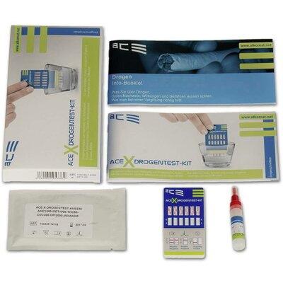 ACE Kit X 100338 Drogteszt készlet Vizeletvizsgálat, Kenet Ellenőrizhető drogok=Amfetamin, MDMA, Metamfetamin, Ópiátok