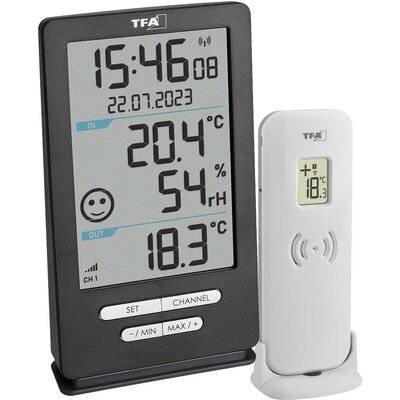 TFA Dostmann Funk-Thermometer XENA HOME Vezeték nélküli digitális hőmérő Antracit