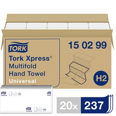 TORK 150299 Xpress Multifold Universal Papír kéztörlők (H x Sz) 23.4 cm x 21.3 cm Fehér 4740 db