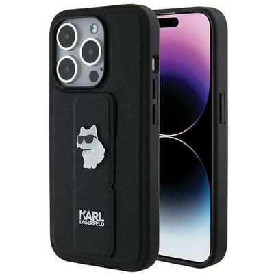 Eredeti tok KARL LAGERFELD KLHCP14XGSACHPK for iPhone 14 Pro Max (Gripstand Saffiano choupette PIN / black)