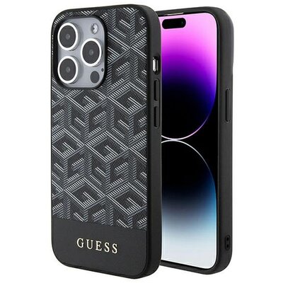 Eredeti tok GUESS GUHMP15LHGCFSEK for iPhone 15 PRO (Compatible with Magsafe GCUBE Stripes / black)