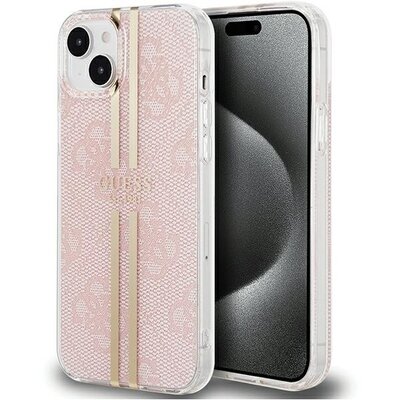 Eredeti tok GUESS GUHCP15SH4PSEGP for iPhone 15 (4G Gold Stripe / pink)