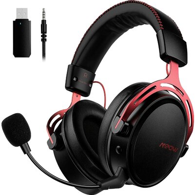 Mipow Mpow Gamer Over Ear headset Rádiójel vezérlésű, Vezetékes Stereo Fekete, Piros mikrofon zajelnyomás Mikrofon némítás, Hangerő szabályozás