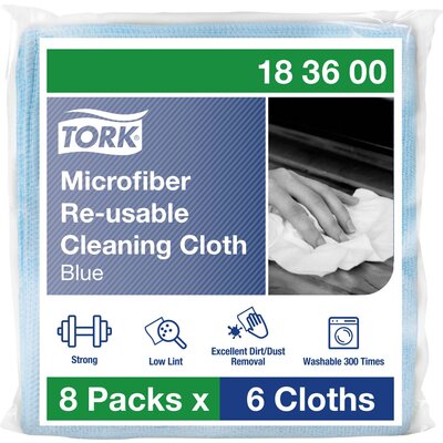 TORK 183600 Mikroszálas újrafelhasználható tisztítókendők kék színben Mennyiség: 48 db
