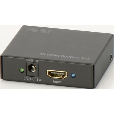 Digitus DS-46304 2 port HDMI elosztó 3D lejátszás lehetséges, Fém ház 4096 x 2160 pixel Fekete
