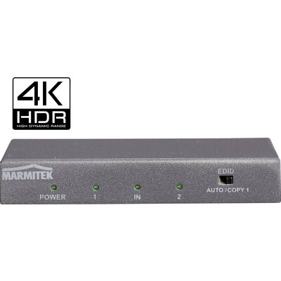 Marmitek Split 612 UHD 2.0 2 port HDMI elosztó 3D lejátszás lehetséges, Fém ház, Ultra HD-re alkalmas, Beépített hatótávnövelővel 4096 x 2160 pixel Antracit