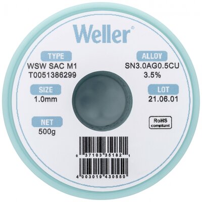 Weller WSW SAC M1 Forrasztóón, ólommentes Tekercs Sn3,0Ag0,5Cu 500 g 1 mm
