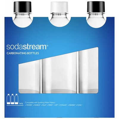 Sodastream PET palack Carbonating Bottless 3x 1l Fekete, Fehér