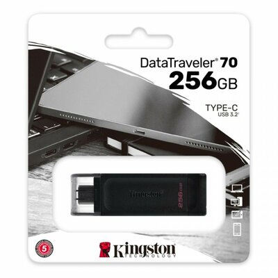 Kingston 256GB DataTraveler 70 USB-C 3.2 Gen 1 pendrive fekete
