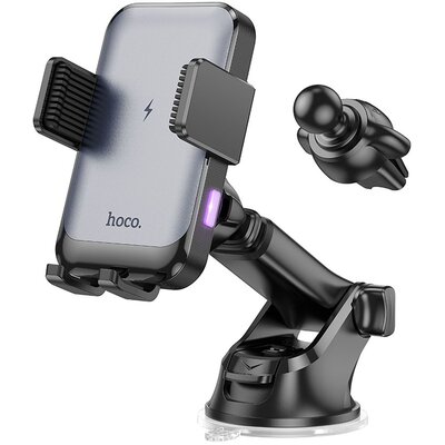 HOCO autós telefontartó vezeték nélküli töltéssel szélvédőre / középkonzolra / szellőzőnyílásra 15W HW9 fekete