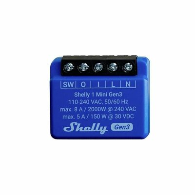 Shelly Plus 1 Mini Gen. 3 Vezeték nélküli kapcsoló Wi-Fi, Bluetooth
