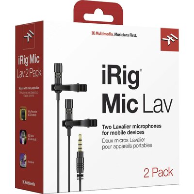 IK Multimedia iRig Mic Lav 2 Rátűzhető Mobiltelefon mikrofon Átviteli mód:Vezetékes Csíptetővel, Táskával, Szélvédővel