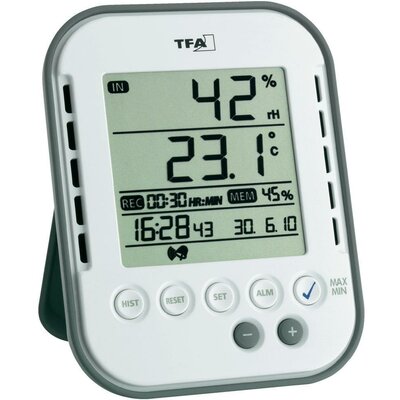 Digitális hőmérő és páratartalom mérő adatgyűjtő funkcióval, TFA KlimaLogg Base, 30-5022