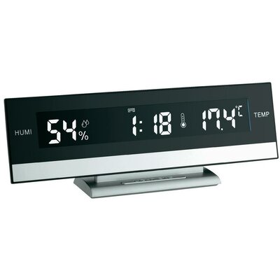 Digitális asztali ébresztőóra pára- és hőmérővel, 240x90x50 mm, TFA 60.2011