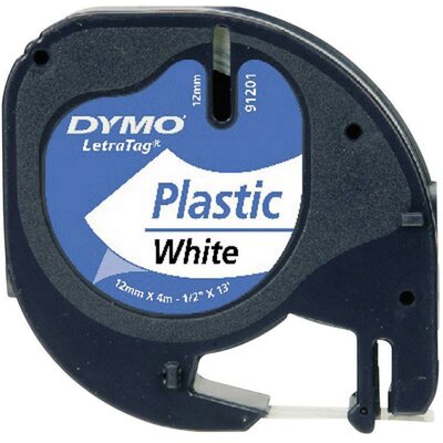 DYMO feliratozószalag LetraTag, 12mm, gyöngy-fehér/fekete, polieszter, S0721660