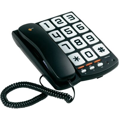 Nagygombos vezetékes telefon időseknek, fekete, Sologic T101