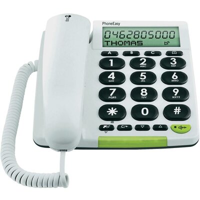 Vezetékes nagygombos asztali telefon időseknek, fehér, Doro PhoneEasy 312cs
