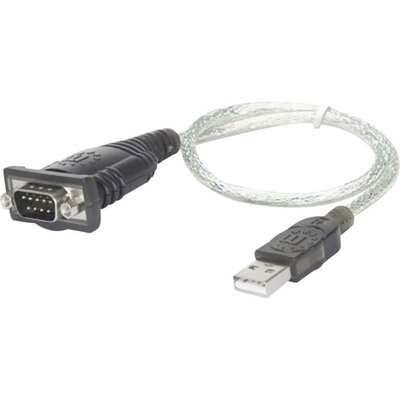 USB 1.0 - soros portos RS232 átalakító kábel (1x D-SUB dugó 9 pólusú - 1x USB 1.1 dugó A) 0.45 m Manhattan 982417