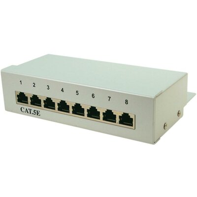 8 portos CAT5e patch panel RAL7035, LogiLink NP0038