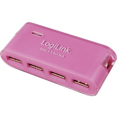4 portos USB 2.0 Hub tápegységgel, rózsaszín, LogiLink UA0087
