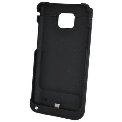 Műanyag hátlapvédő telefontok (beépített 2000 mAh LI-Ion akkumulátor, kitámasztó) fekete [Samsung Galaxy S2 (GT-I9100)]