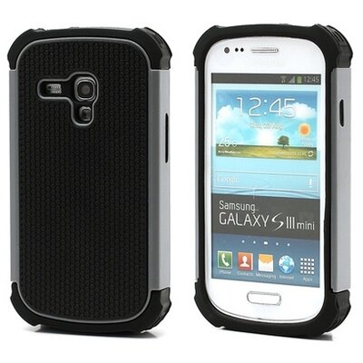 Defender műanyag hátlapvédő telefontok (közepesen ütésálló, gumi / szilikon belső) Szürke [Samsung Galaxy S3 mini (GT-I8190), Samsung Galaxy S3 mini VE (GT-I8200)]
