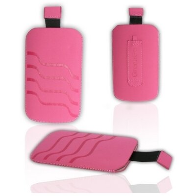 Telefontok álló, neoprén (hullám mintás, kihúzható, övre fűzhető, nyakpánt bújtató) M méret Rózsaszín