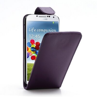 Telefontok álló, bőr (FLIP, lefelé nyíló) Lila [Samsung Galaxy S4 (GT-I9500), Samsung Galaxy S4 (GT-I9505), Samsung Galaxy S4 VE (GT-I9515)]