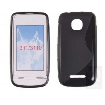 Hátlapvédő telefontok gumi / szilikon (S-line) Fekete [Nokia 311 Asha]