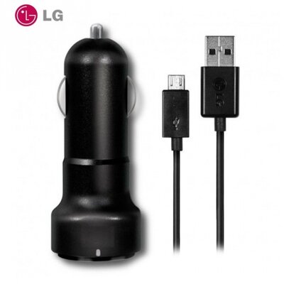 Lg CLA-400 Szivargyújtó töltő/autós töltő USB aljzat (5V / 1500mA, extre mini, EAD62329301 microUSB adat / töltő kábel) FEKETE