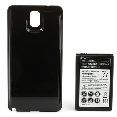 Utángyártott akkumulátor 6800 mAh Li-ion + akkufedél FEKETE - Samsung Galaxy Note 3 (SM-N9000), Samsung Galaxy Note 3 LTE (SM-N9005)