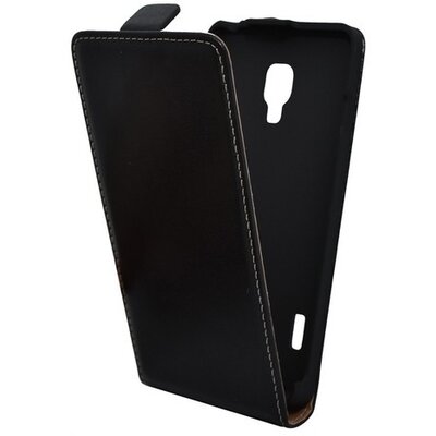 Telefontok álló, bőr hatású (flip, lefelé nyíló) Fekete [LG Optimus L7 II. (P710)]