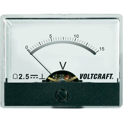 Beépíthető analóg lengőtekercses feszültségmérő műszer 15V/DC Voltcraft AM-60x46