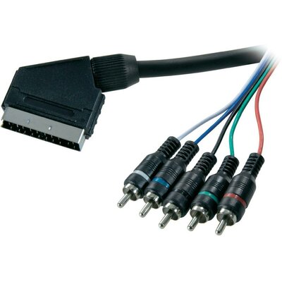 RGB kábel SCART dugó/3 x RCA dugó, 2,5 m, fekete, SpeaKa Professional 50253