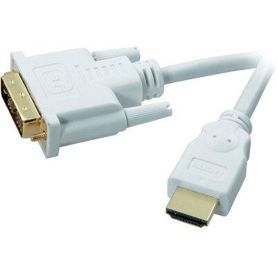 Monitor kábel DVI-D dugó/HDMI-A dugó, 3 m, fehér, SpeaKa Professional 50218