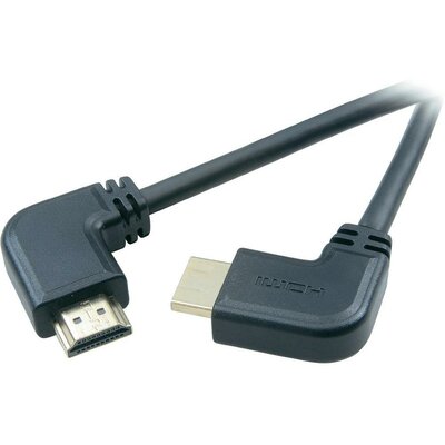 HDMI kábel, nagy sebességű átvitelhez, könyök dugós kivitelű 1,5m fekete SpeaKa Professional 325346