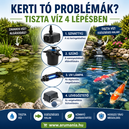 Kerti tó és akvarisztika útmutató – tiszta víz, egészséges halak, működő rendszer